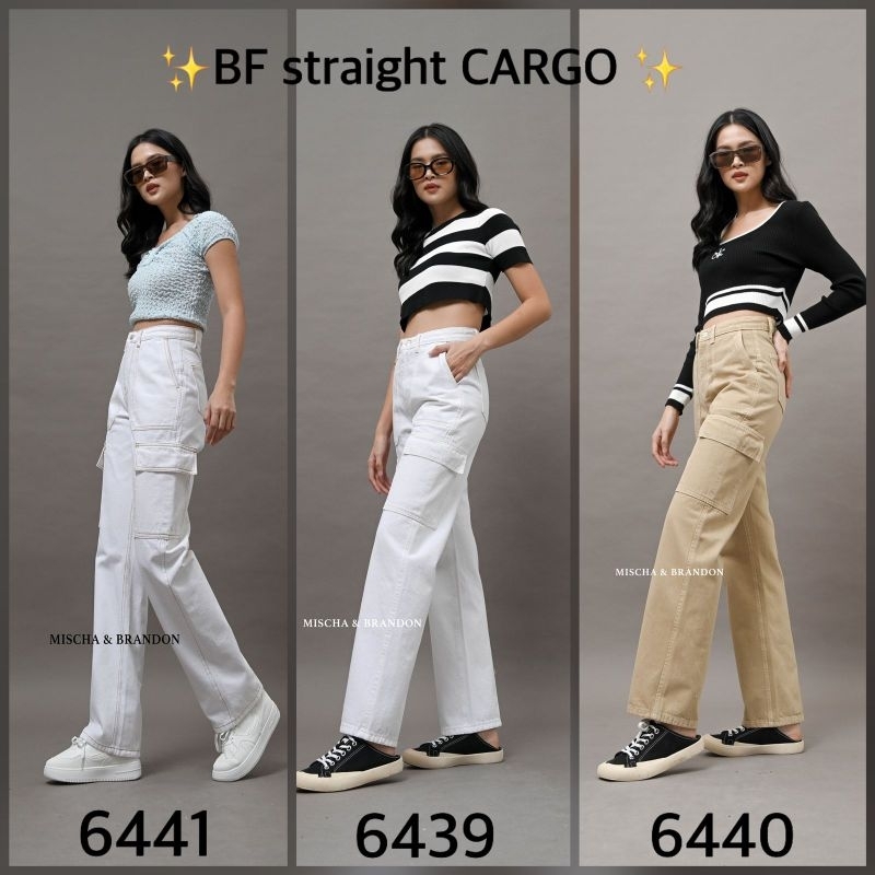 M&B Jeans Celana panjang wanita JEANS BOYFRIEND STRAIGHT CARGO  non Stretch