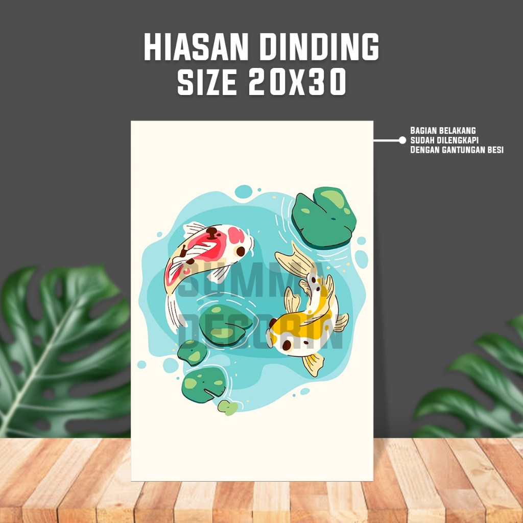 Hiasan Dinding Ikan Koi - Hiasan Dinding Ruang Tamu Ikan Koi - Walldecor Ikan Koi - Ikoi