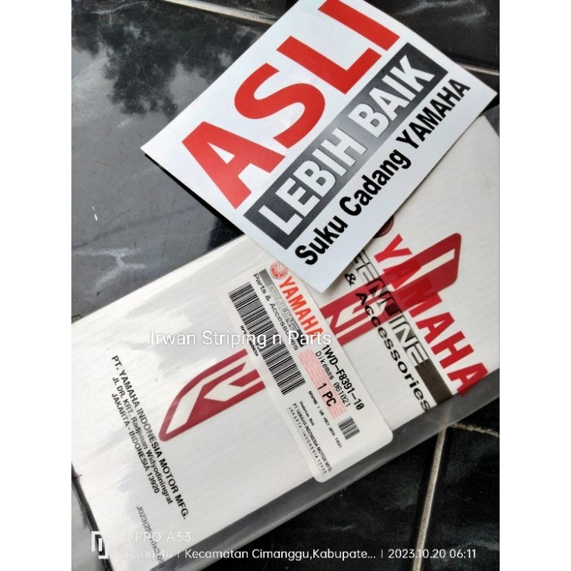 Sticker Stiker Striping Cover Visor ORIGINAL Yamaha R25 Merah Putih 2014 2015