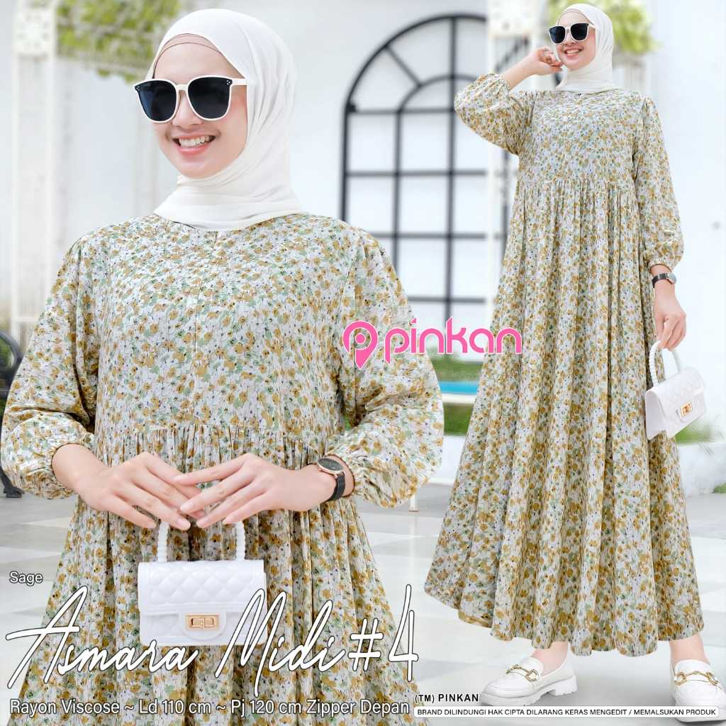 Asmara #4 Midi Dress Rayon Viscose Halus Busui Friendly - By Pinkan