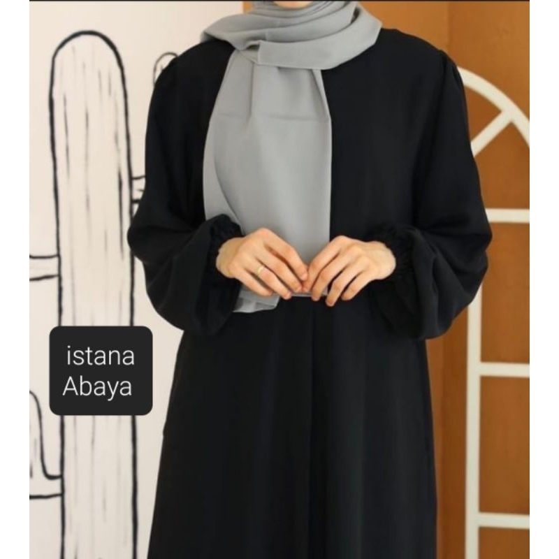 (TERMURAH SESHOPEE) Abaya polos saudi simpel & cantik bagi yg suka gamis ga ramai tapi elegan(busui friendly).-2