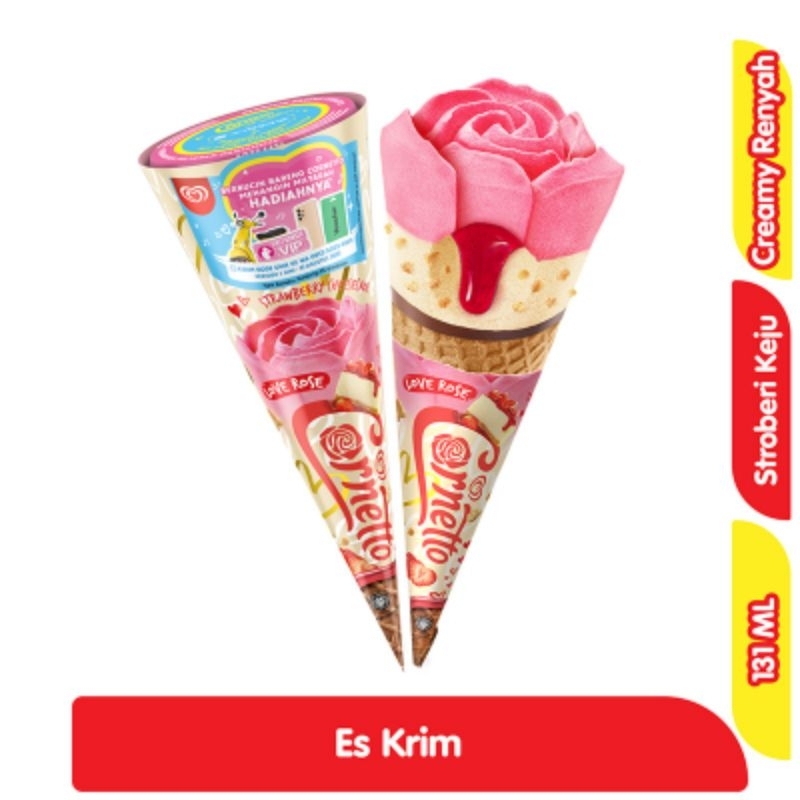 WALL'S Cornetto Love Rose Ice Cream Strawberry Cheesecake 131 ml