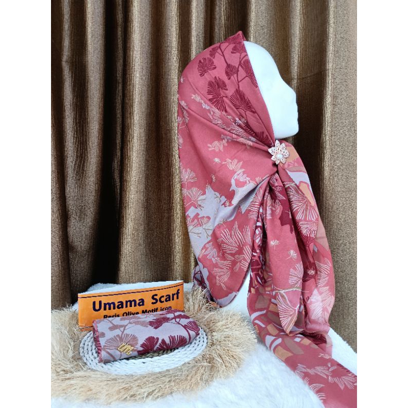 Hijab Paris Olive Motif Icon Metal Logo Umama