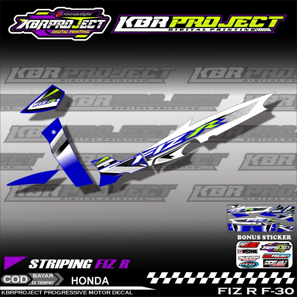 FIZ R STIKER STRIPING PREMIUN MOTOR KEREN LIS VARIASI MOTOR YAMAHA F.30 HOLOGRAM TRANSPARAN COD