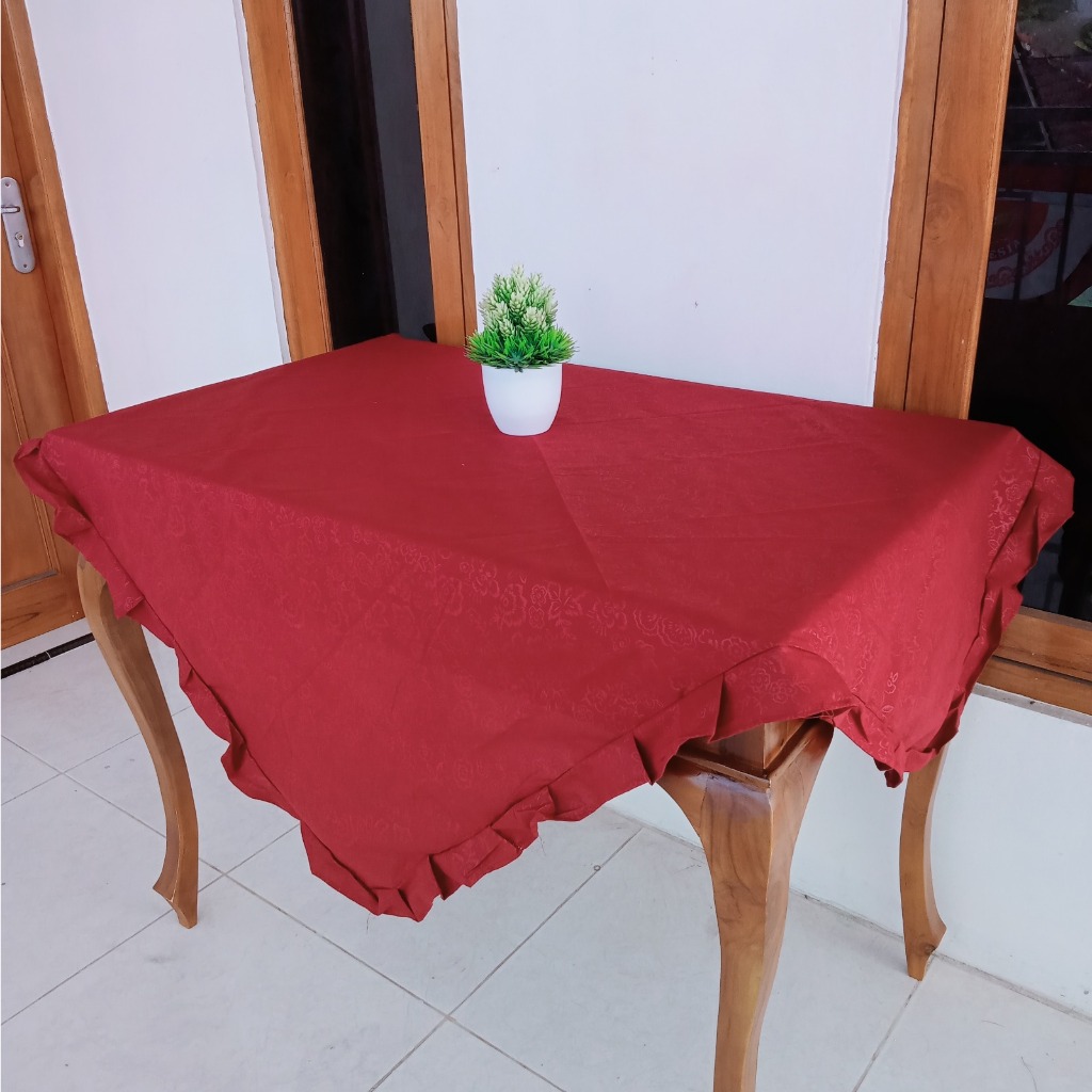 TAPLAK MEJA KAIN RUMBAI EMBOS POLOS PERSEGI SEGI EMPAT UKURAN 120 X 120 CM ANEKA MOTIF