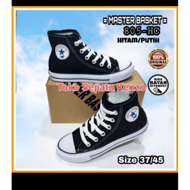 SEPATU SEKOLAH MASTER BASKET/ NEW BASKET HITAM PUTIH