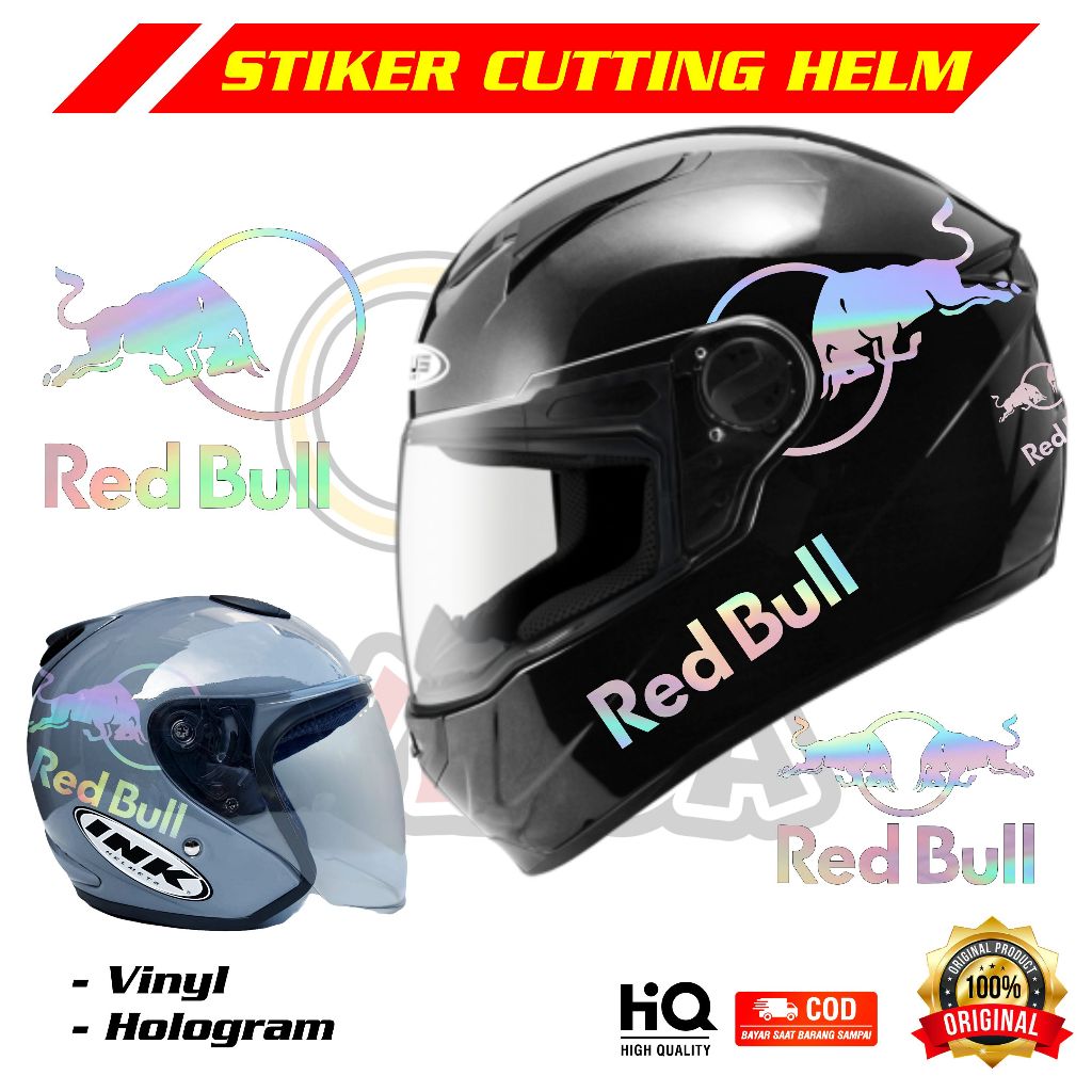 Stiker Cutting Helm Full Face - Stiker Helm Variasi Half Face - Stiker Helm Variasi Redbull