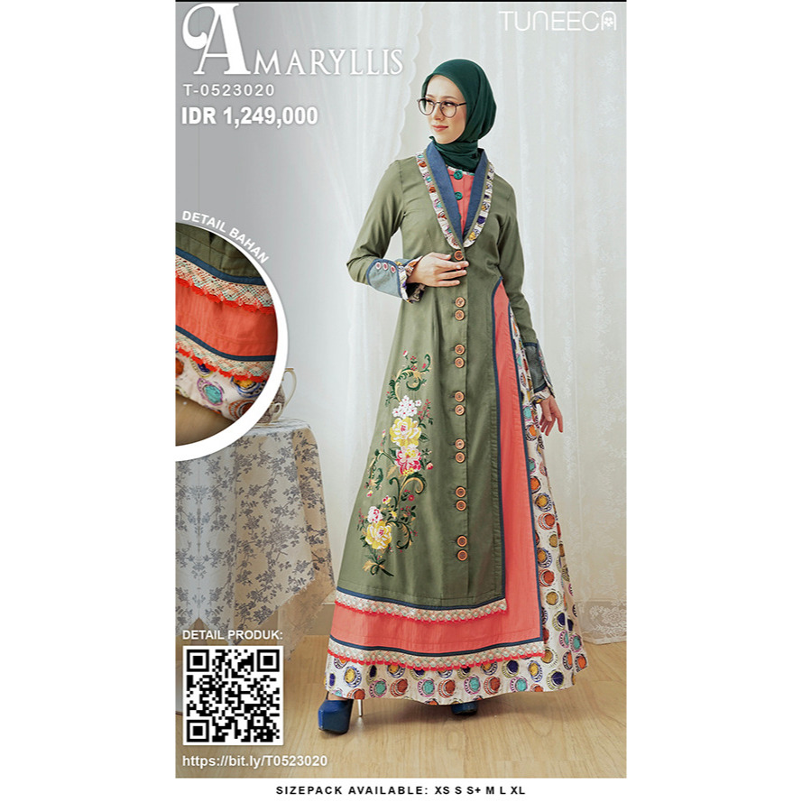 GAMIS TUNEECA MYLADY PART2 Amaryllis  T-0523020 ORIGINAL KEKINIAN MODERN TRENDY ELEGANT MODIS EXCLUS