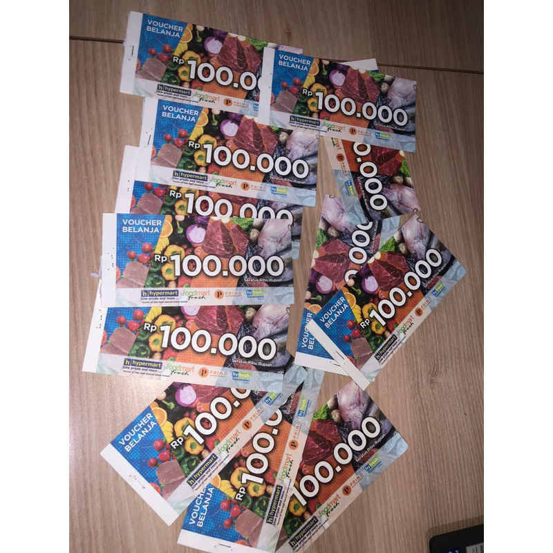 Voucher Belanja Hypermart, Foodmart, Primo, Hyfresh Nominal 100.000 Murah