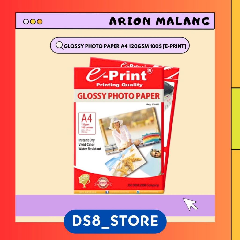 

Kertas Foto Glossy A4 120 GSM 100 Lembar E-PRINT