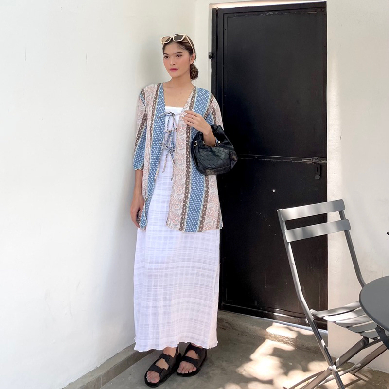 OLIVIA DRESS | Summer Dress Wanita Woman Long Dress Panjang Motif Korean Style One Set | INI WEAR