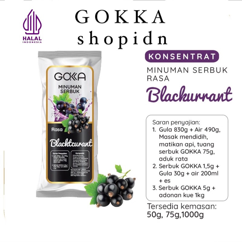 

Bubuk Minuman Blackurrant Gokka 50g - Powder drink Blackurrant 50g [Gokka Drink 50g]