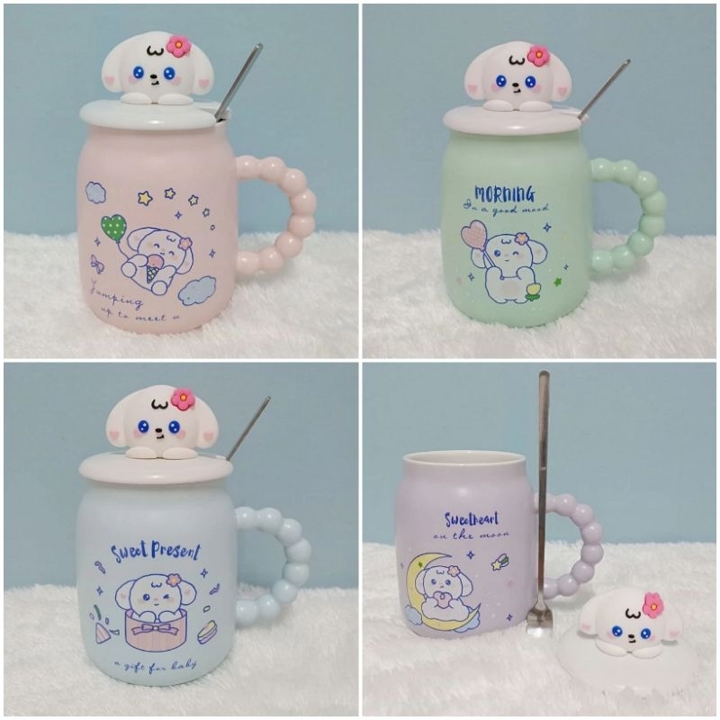 Gelas / Mug Keramik Tutup Sendok Stainless Cinnamoroll CY8397