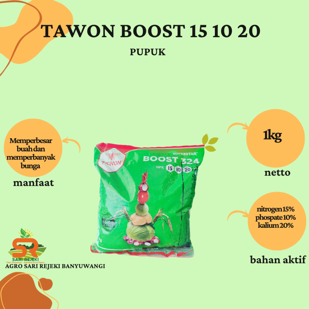 PUPUK NPK SUPERSTAR BOOST TAWON 15-10-20 1KG