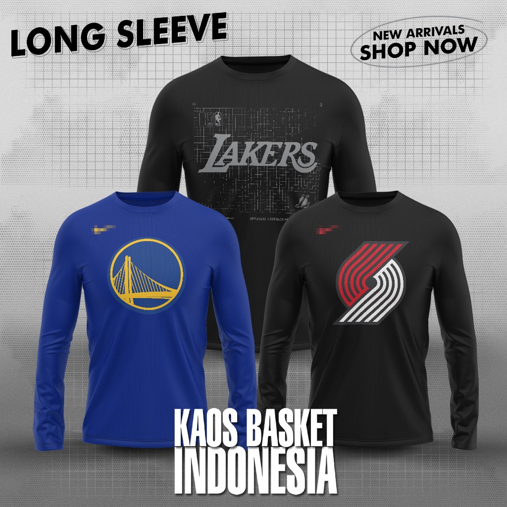 Baju Basket Pria Wanita Kaos NBA T shirt lengan Panjang Longsleeve NBA Team Logo Spesial Edition Tsh