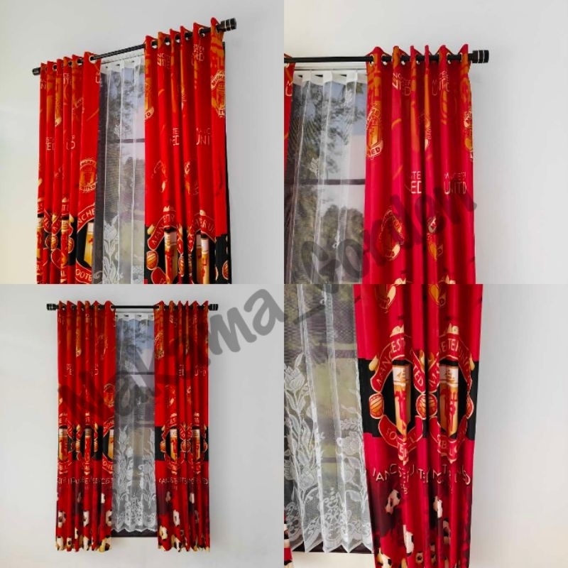 Gorden Jendela Minimalis Motif Club Bola L.140 x T 230 cm