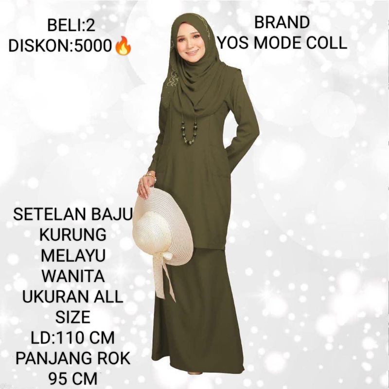 SET BAJU KURUNG KEBAYA WANITA/SETELAN ABAYA MELAYU WANITA MOTIF POLOS TERLARIS LD.110 CM SET BAJU KU