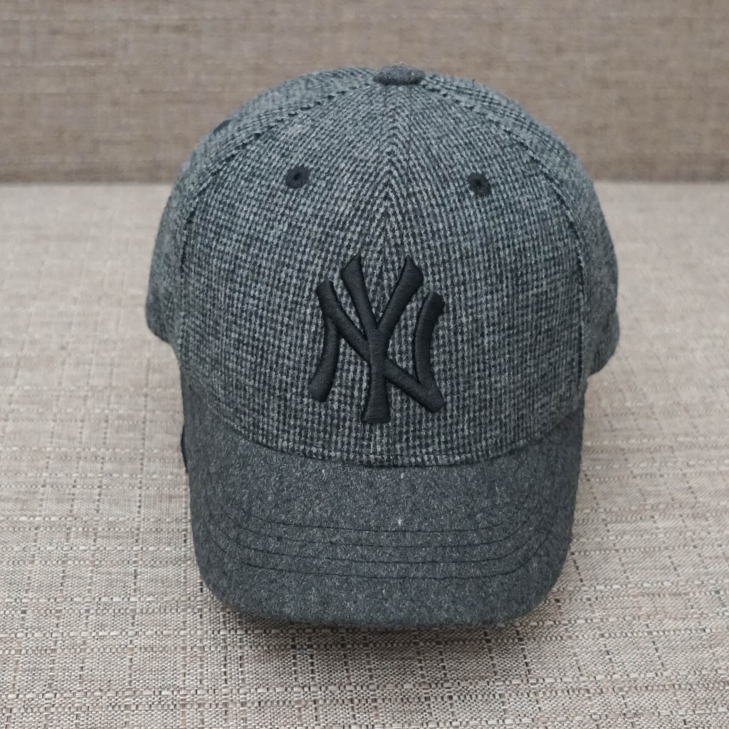 Topi MLB Visor Pendek NY Abu-Abu Tua