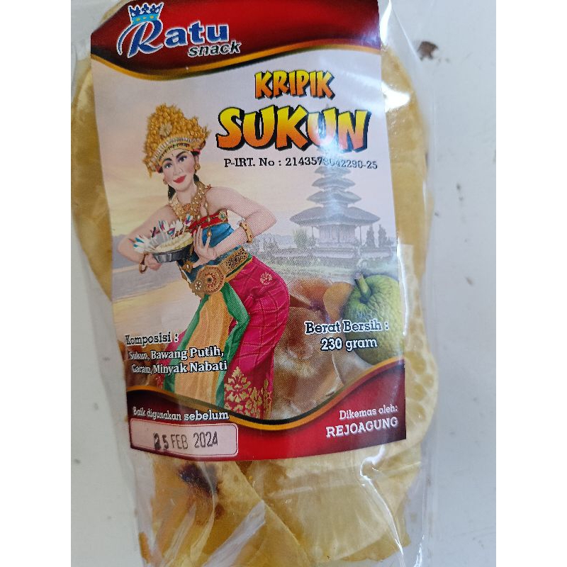 

KERIPIK SUKUN MANTAP RATU 230GR OLEH OLEH ASLI KHAS BALI FREE BUBBLE WRAP