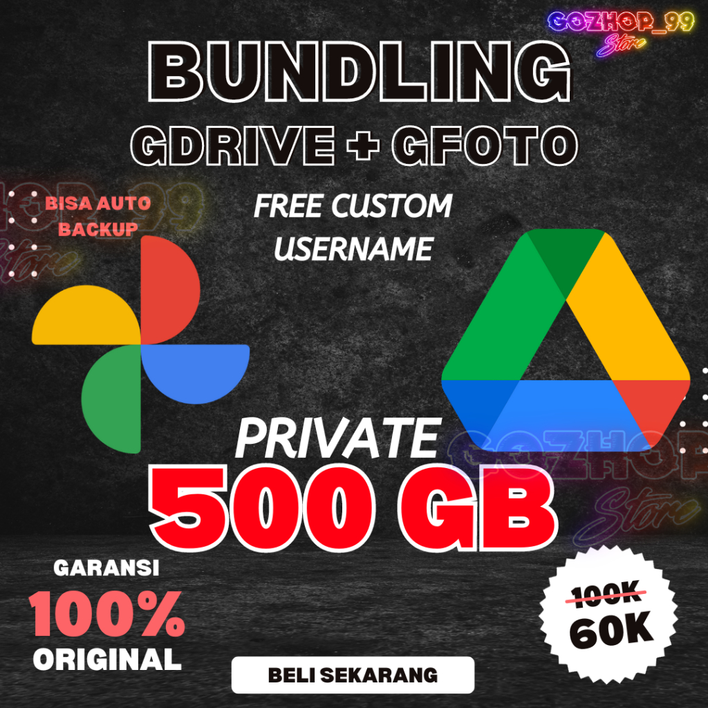 Google Drive Unlimited Max 500 GB PRIVATE Bonus Google Photos 500GB Lifetime Bergaransi