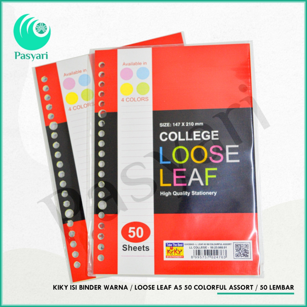 

Kiky Isi Binder warna / Loose Leaf A5 50 COLORFUL ASSORT / 50 lembar