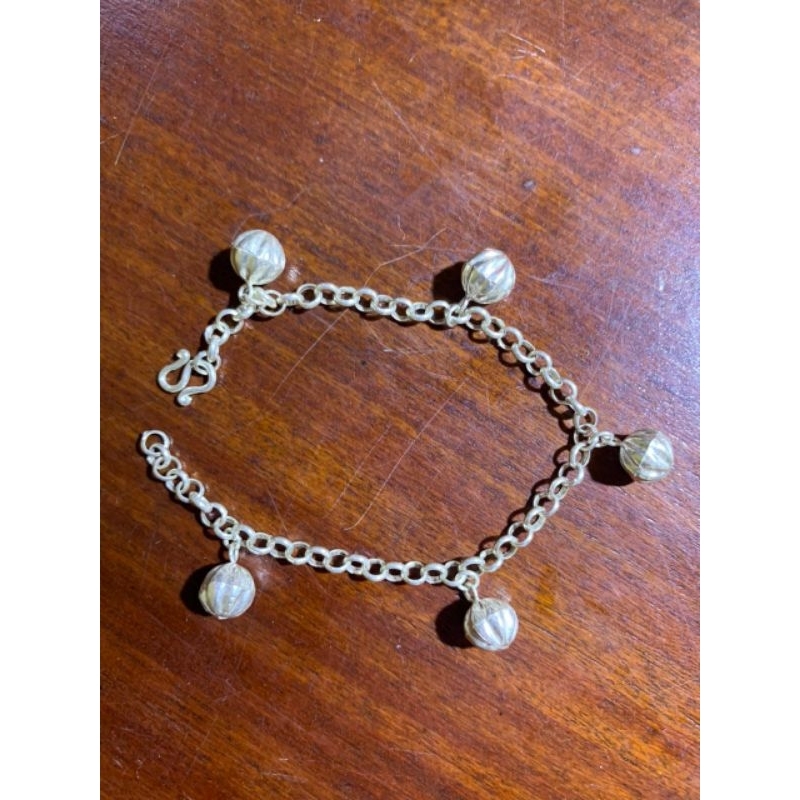 COD gelang kaki bayi perak murni anti karat, gelang anak