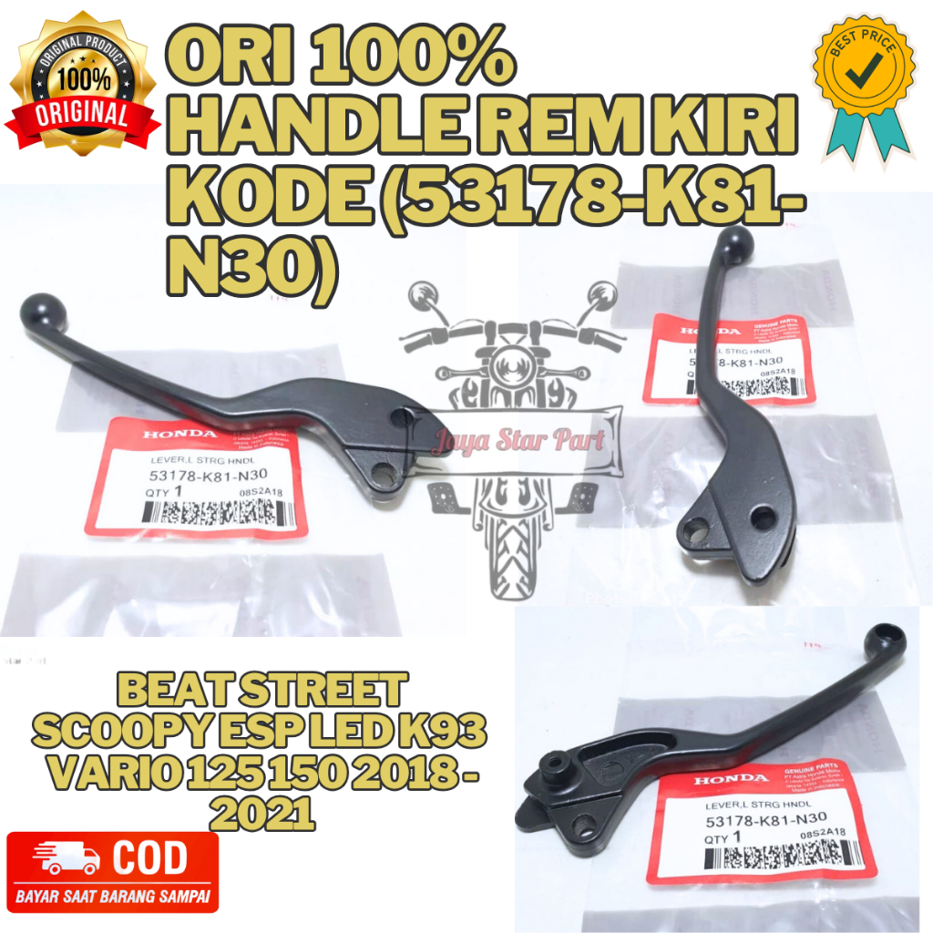 ORI KODE (53178-K81-N30) Original Asli Honda Dan Presisi Handle Rem Kiri Beat Street Scoopy eSP LED 
