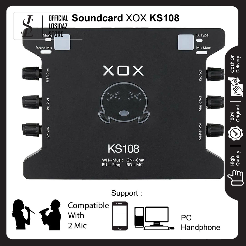 SOUNDCARD XOX KS108 SOUNDCARD EXTERNAL FOR MOBILE / PC / SUPPORT 2 MIC