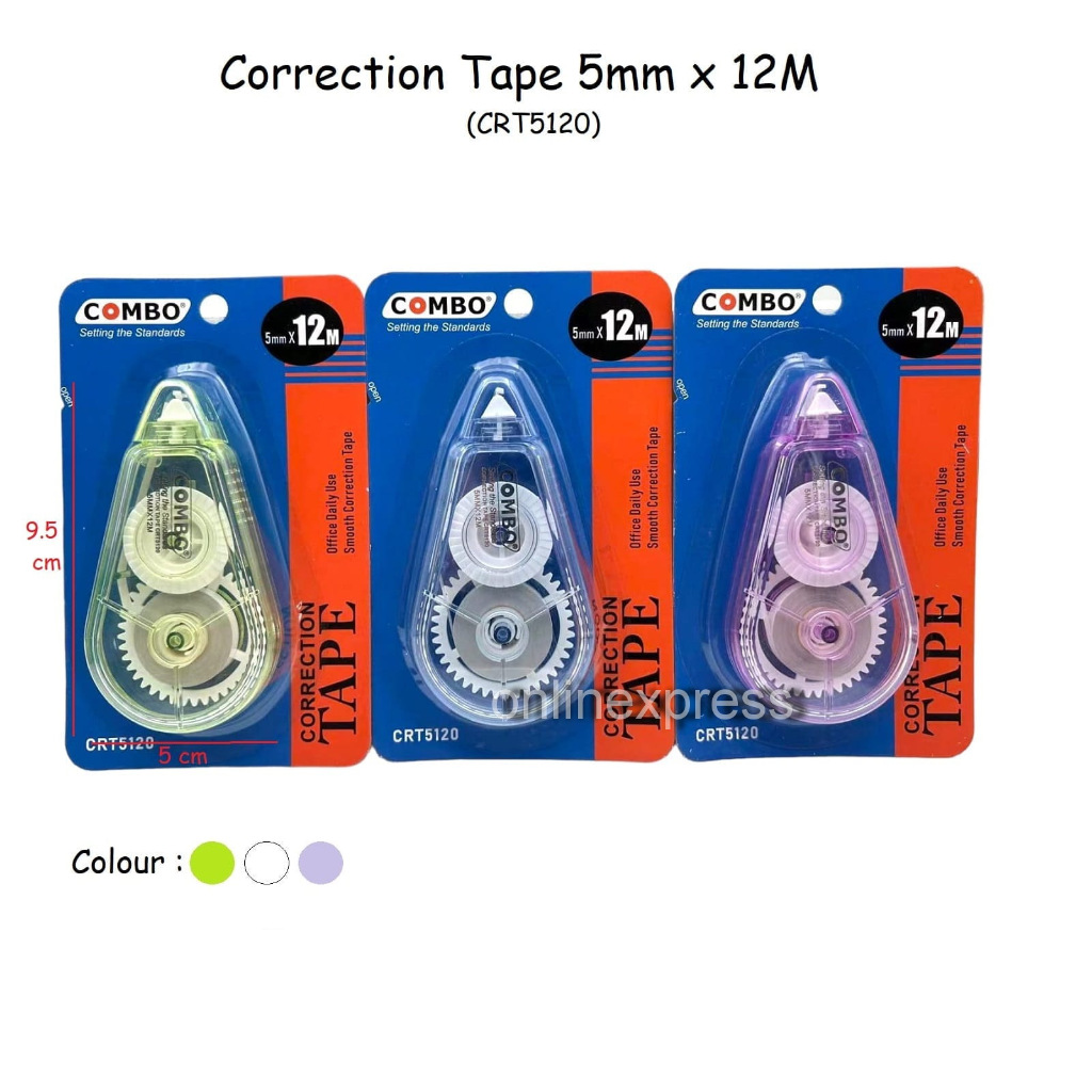 

Correction Tape 5mm x 12 M / Pita Koreksi Tip Ex Kertas CRT-5120 Combo