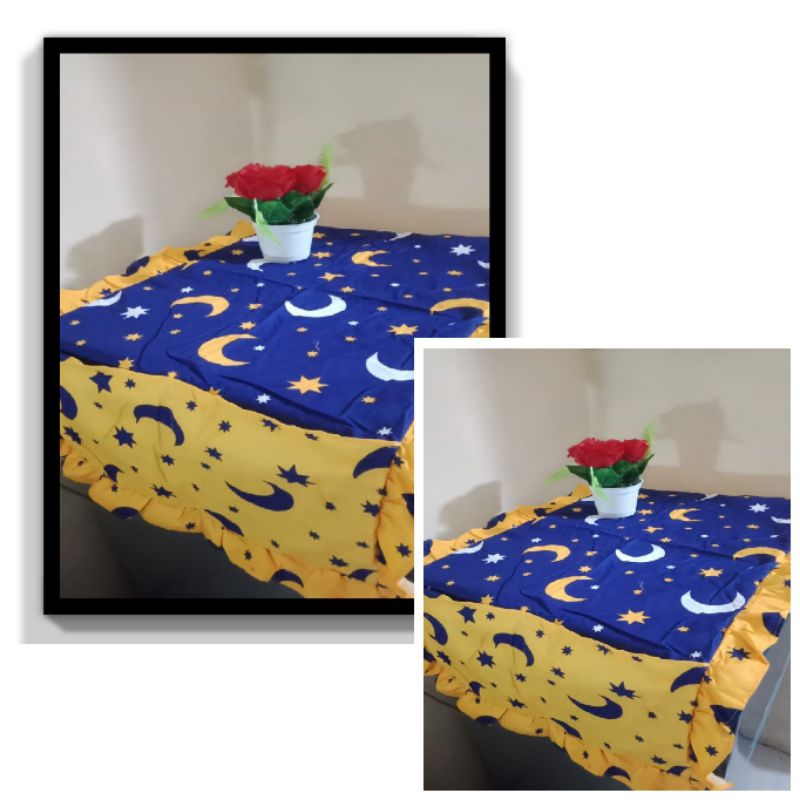 TUTUP KULKAS / TAPLAK KULKAS RENDA MOTIF BULAN BINTANG