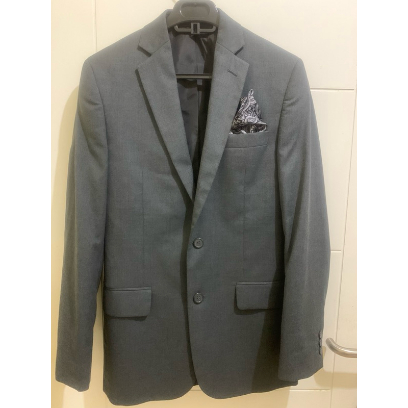 jas/blazer wood baru (3x pake) warna abu ukuran s. gratis sarung tangan saku