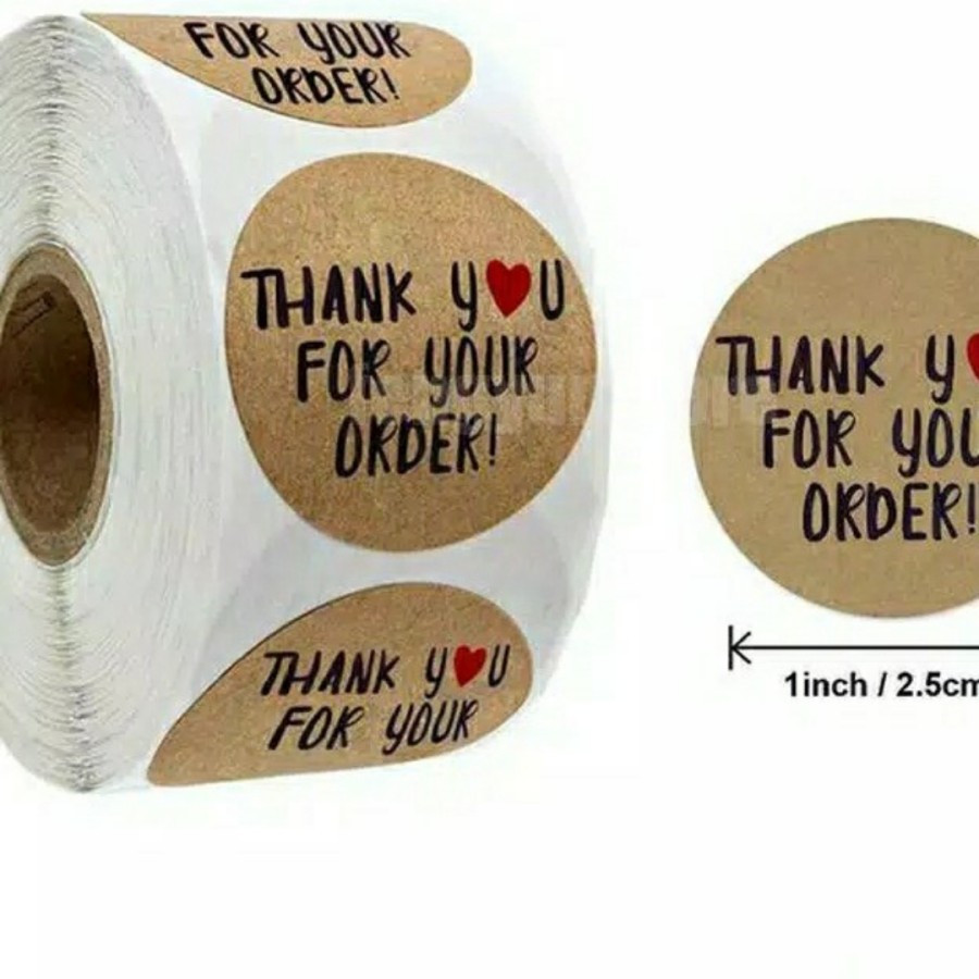 

Sticker Roll isi 1PC Sticker PVC Label Thank You for Your Order Brown