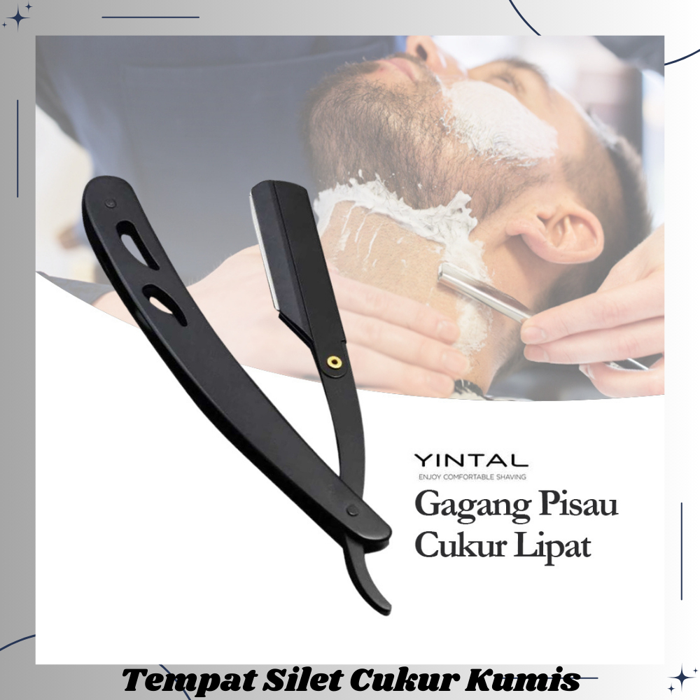 Gagang Pisau Cukur Kumis Jenggot Brewok Lipat Barbershop - Pisau Cukur Isi Ulang Gagang Silet Kerika