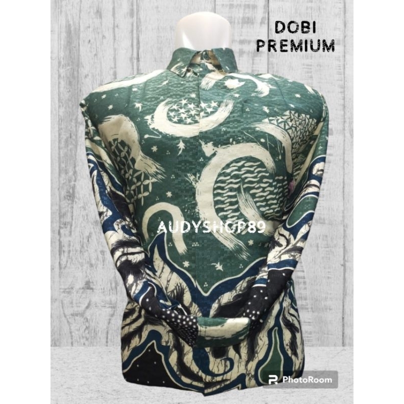 Warna hijau botol, Batik pria bahan dobi premium lengan panjang