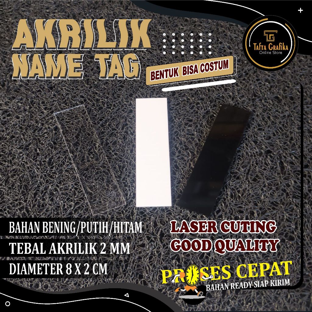 

AKRILIK POLOS NAMETAG / PAPAN NAMA 8 X 2 CM ,TEBAL 2 MM / MURAH BERKUALITAS