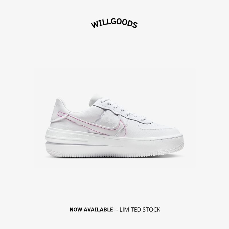 Nike Air Force 1 PLT.AF.ORM White Fireberry Women Original Resmi BNIB