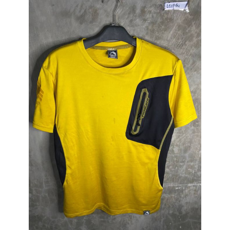 .KAOS JERSEY BRAND FIELDCORE WARNA KUNING HITAM ZIPPER SIZE S fit M