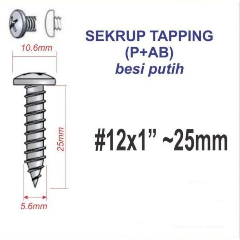 Sekrup PAB 12X1" Tapping Screws 2.5cm Moon Lion