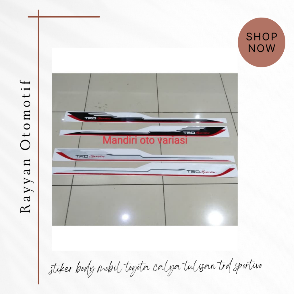 stiker body mobil toyota calya tulisan trd sportivo