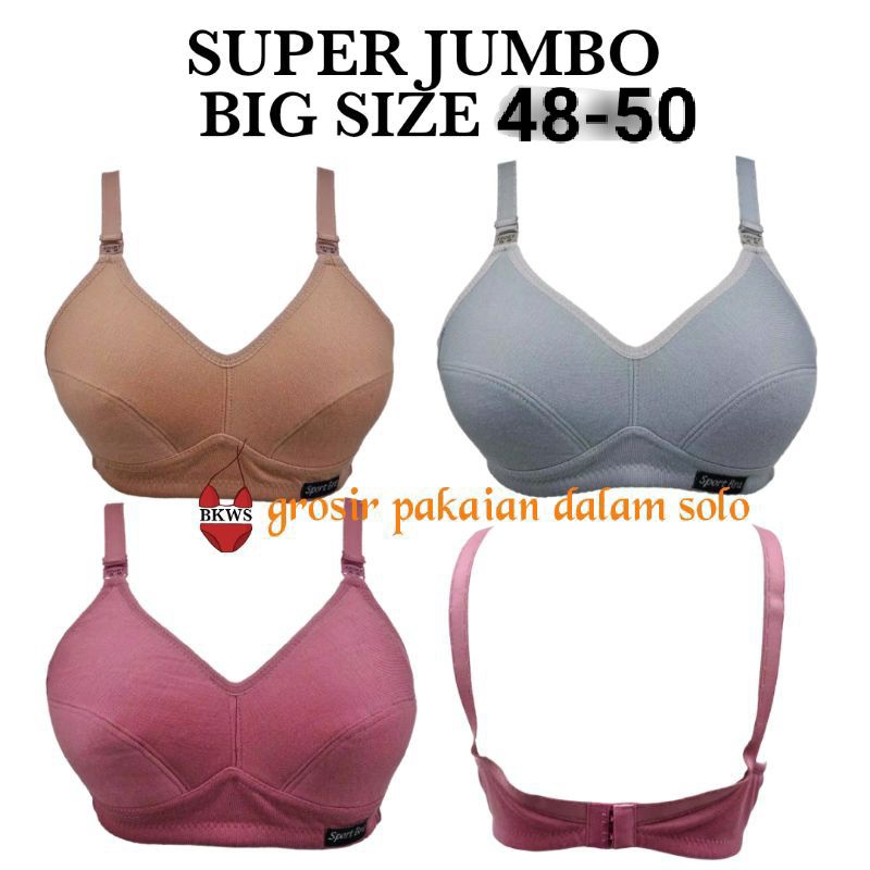 1 lusin sport bra jumbo size 48-50 kait 3 termurah | bh sport jumbo tanpa busa tanpa kawat cup besar