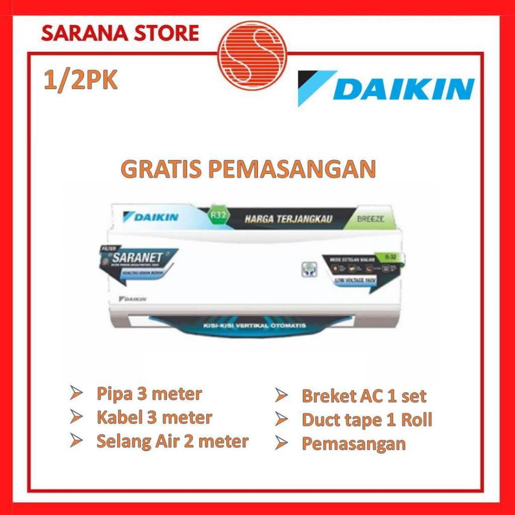 AC Daikin 1/2PK FTP15AV14 FTP15AV 0.5PK 15AV Breeze Standard Malaysia