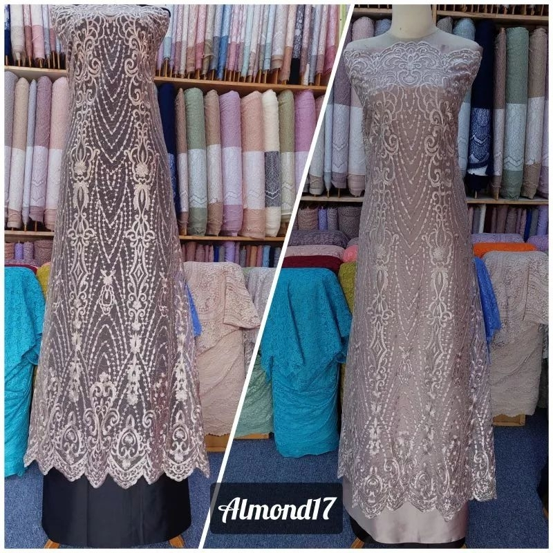 Kain Brukat Tile Elisab Brokat Tille Bordir Kain Brokat Tile Elisab Brokat Tille Bordir