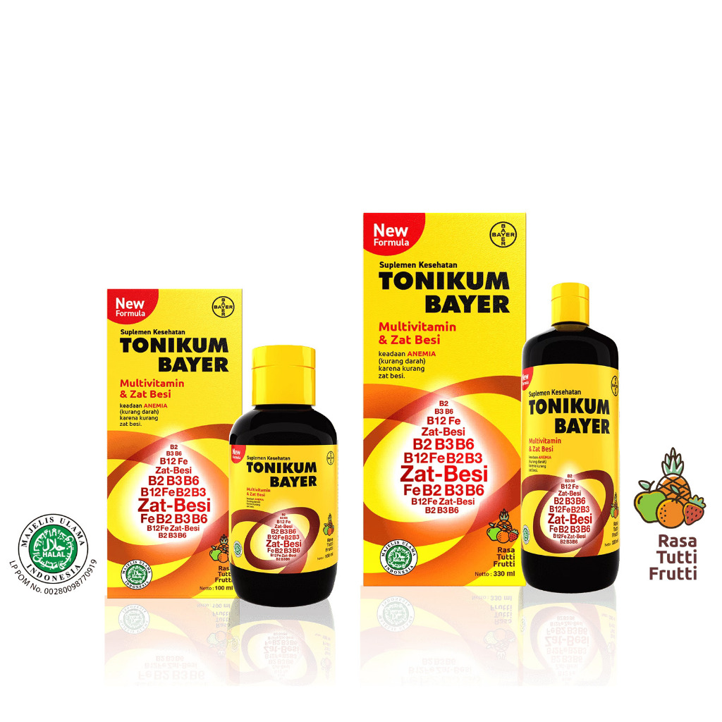 Tonikum Bayer Sirup 100Ml - Multivitamin Dan Vitamin Zat Besi / Vitamin Anemia / Obat Tambah Darah