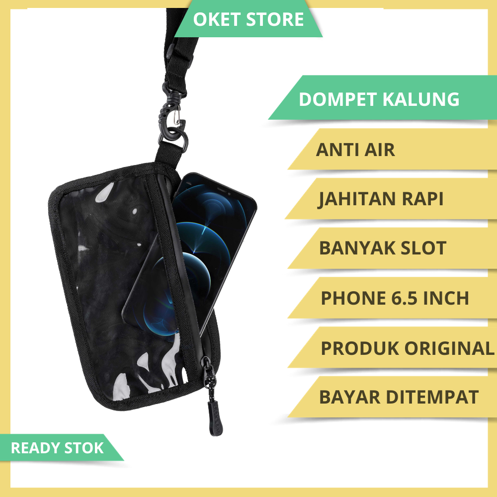 Tas Dompet Kalung Hp Kartu Waterproof Sling Sako pouch Tas Leher Anti Air