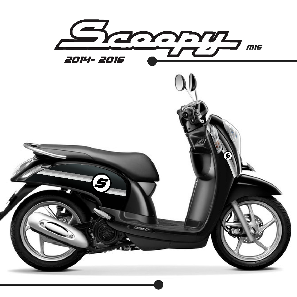 STRIPING STIKER LIST VARIASI HONDA SCOOPY FI 2014 sampai 2016 GRAFIS BMW M16 GARIS SIMPLE KEREN