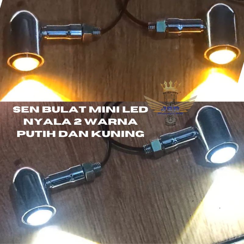 Lampu Sen Riting Mini LED Universal Peluru Besi Krom