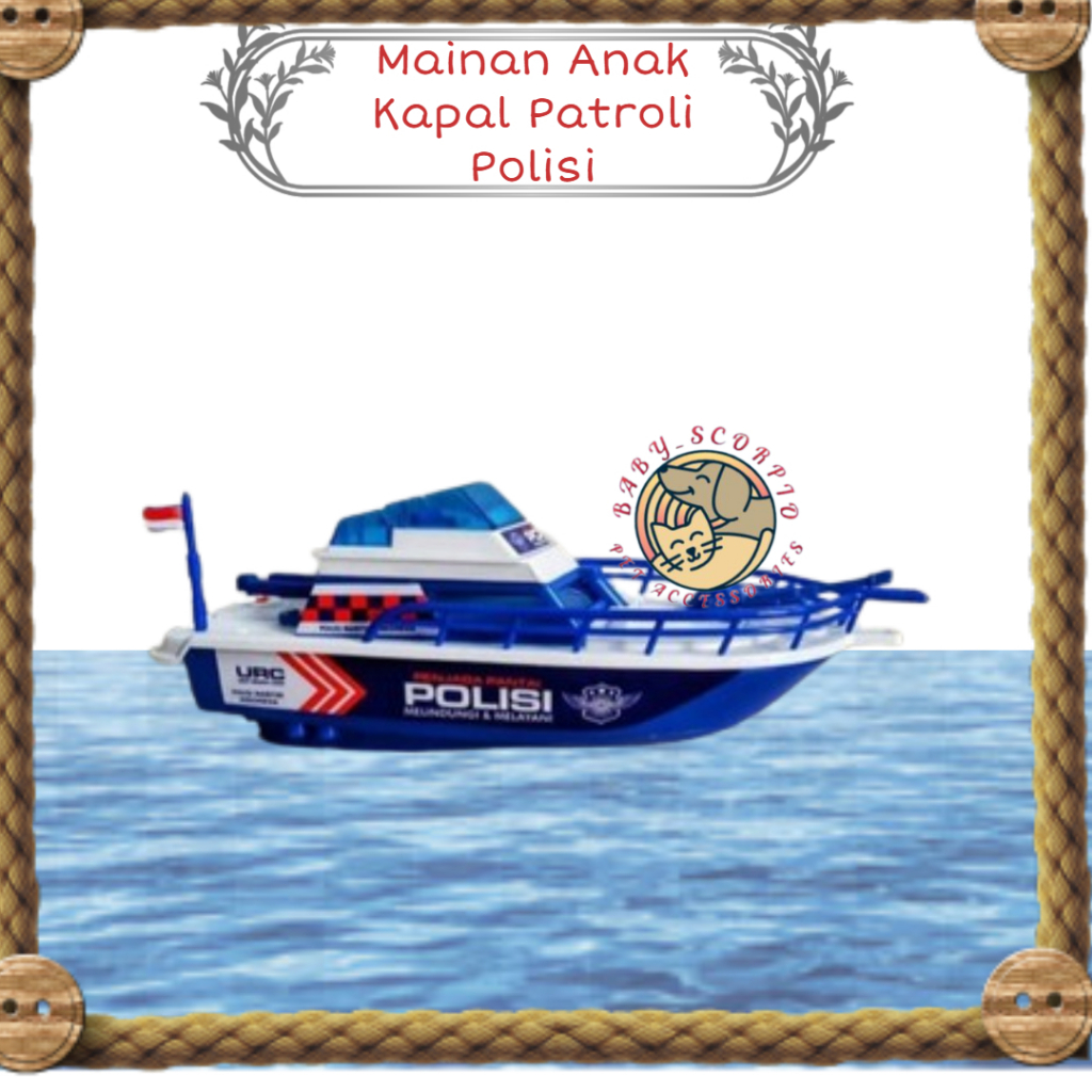 Mainan Anak Kendaraan Kapal Laut Patroli Polisi