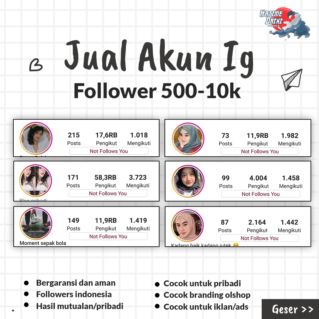 JUAL AKUN INSTAGRAM MURAH FOLLOWERS INDO BERKUALITAS DAN BERGARANSI