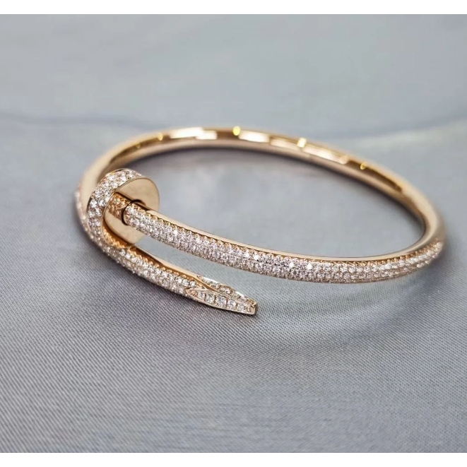 【17K / 750 emas asli】Gelang berlian penuh kuku  emas mawar