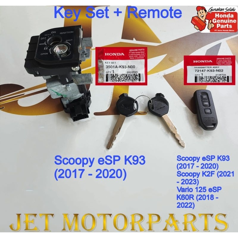Kunci Kontak Dan Remote  Scoopy New Esp 2017-2020 Ori AHM